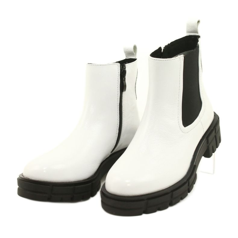 Caprice Botas pintadas para mulheres brancas de couro 9-25461-27 122 branco 3