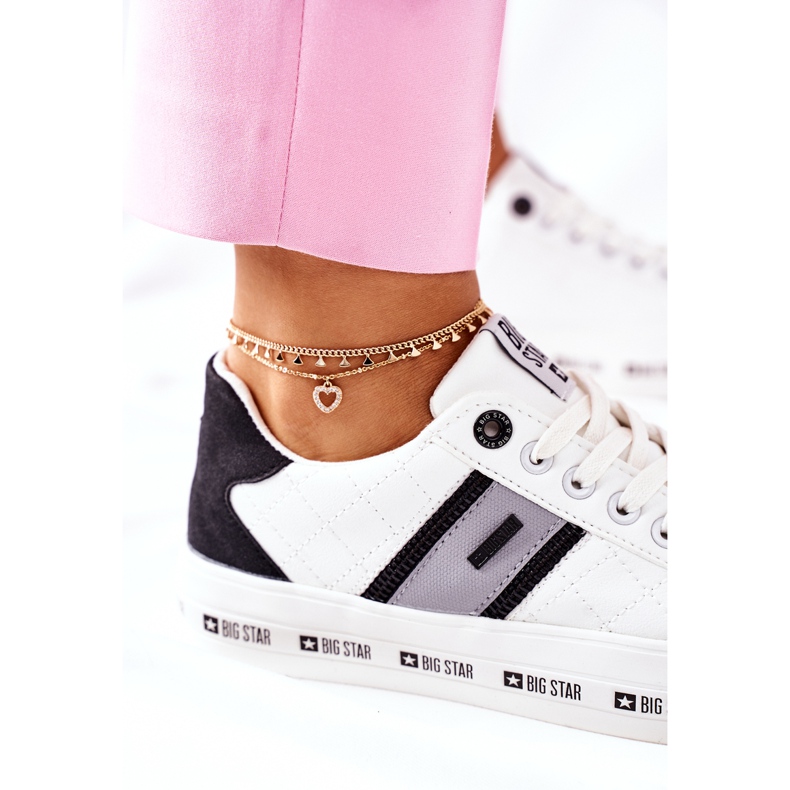 Tênis de couro na plataforma branca Big Star II274071 branco 1