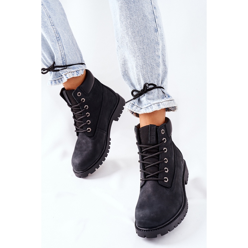 Botas femininas de couro para caminhada Big Star II274446 pretas preto 2
