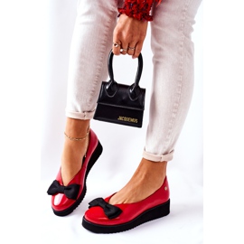 Bailarinas de couro na plataforma Maciejka 05062-08 Vermelho preto 2