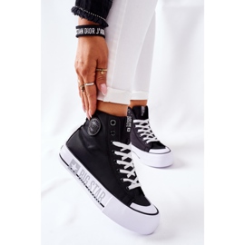 Tênis de cano alto na plataforma preta Big Star II274012 preto 2