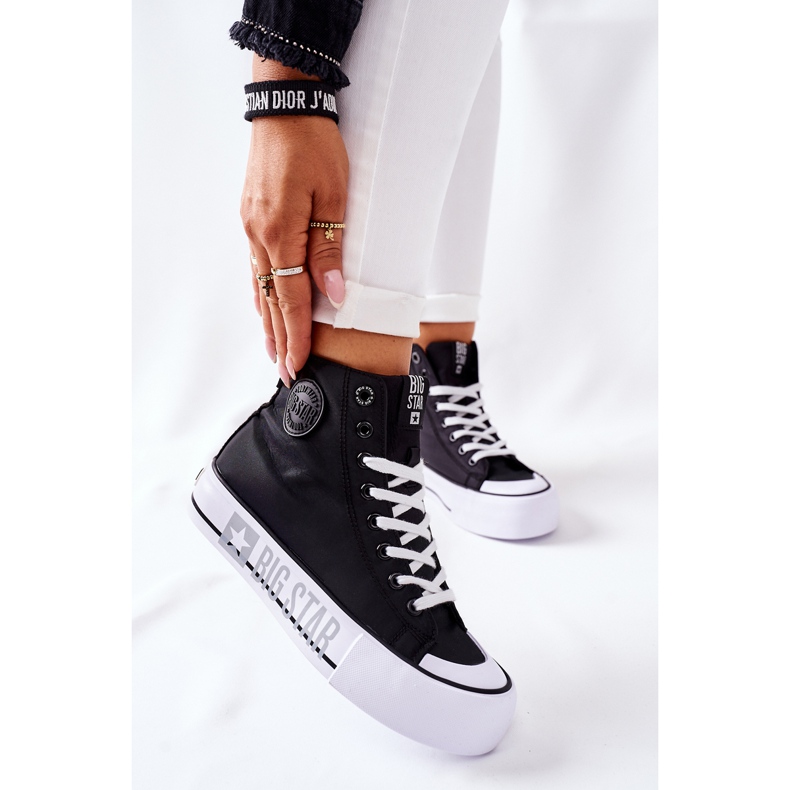 Tênis de cano alto na plataforma preta Big Star II274012 preto 2