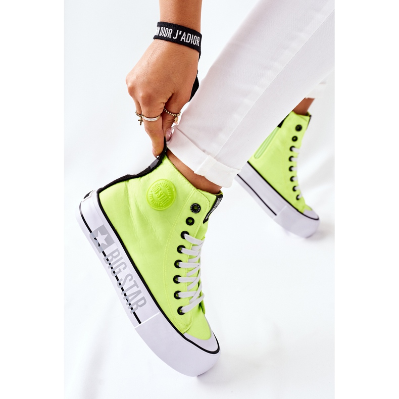 Tênis de cano alto na Big Star II274015 Plataforma Neon Yellow amarelo 2