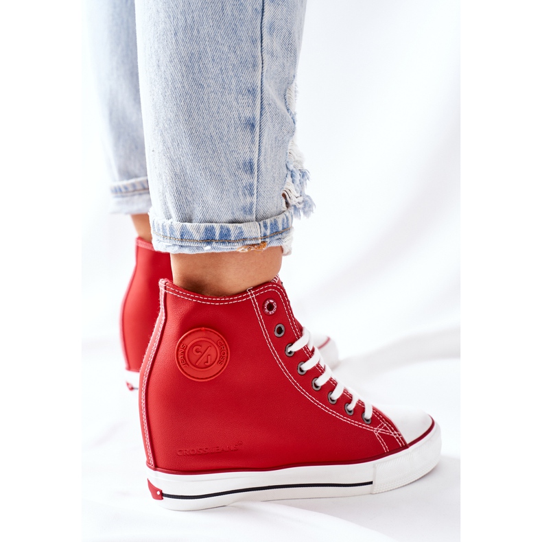Tênis de couro On Wedge Cross Jeans II2R4026 Vermelho 2