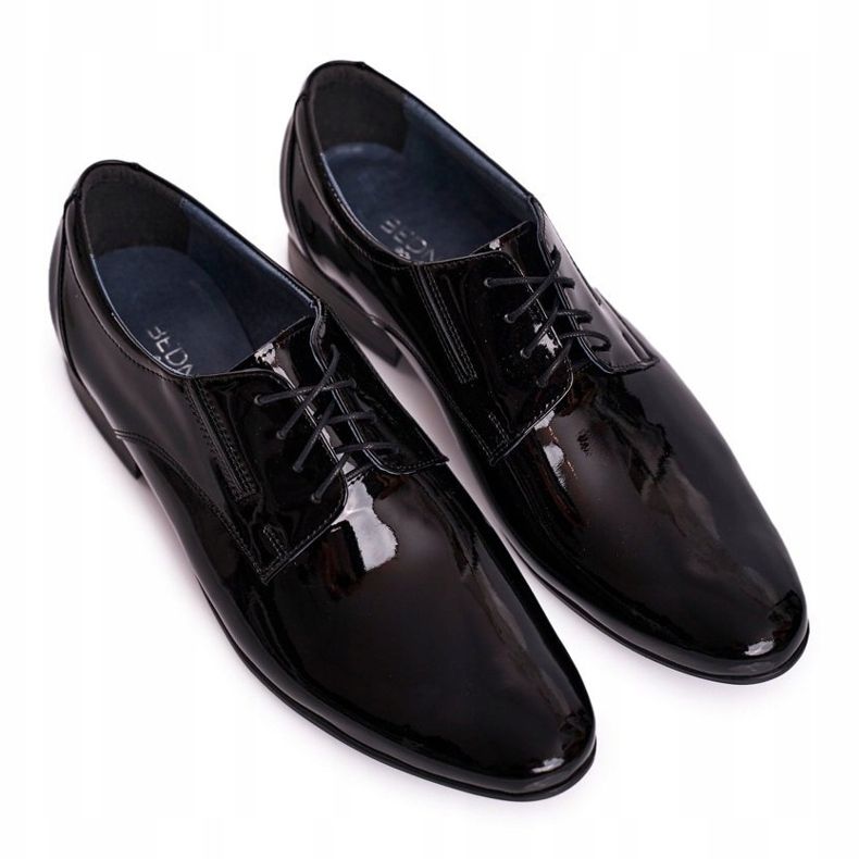 Bednarek Polish Shoes Chinelos masculinos de couro lacado preto 2
