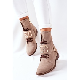 Botas femininas de camurça cappuccino Nicole 2676 bege 2