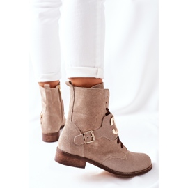 Botas femininas de camurça cappuccino Nicole 2676 bege 1