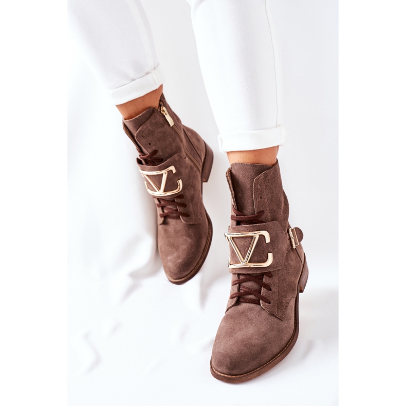 Botas femininas camurça marrom Nicole 2676 castanho 2
