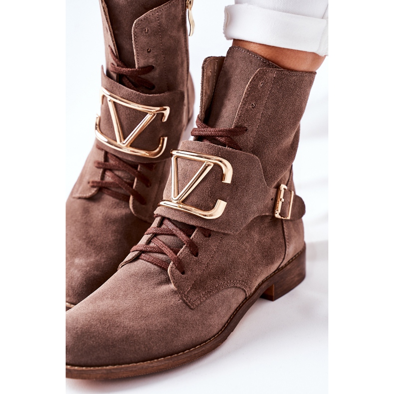 Botas femininas camurça marrom Nicole 2676 1