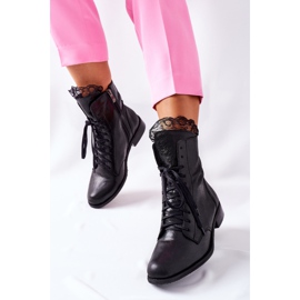 Botas aquecidas de couro feminino Nicole Black 2193 preto 2
