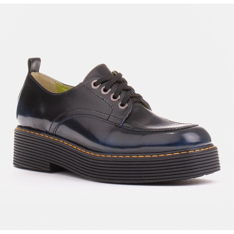 Marco Shoes Mocassins chiara em couro escovado preto azul 1