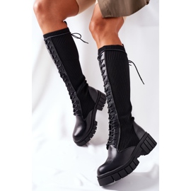 PB1 Botas de cano altas com meia preta Monteri preto 2