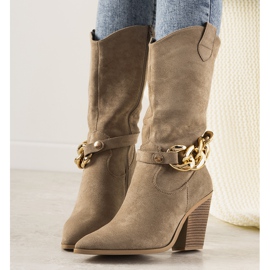 Botas de cowboy bege no poste Effie cáqui 1