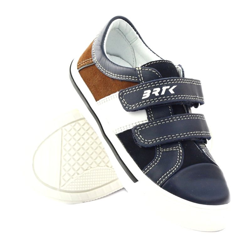Sapatos de menino Bartek 18607 azul marinho multicolorido castanho branco 3