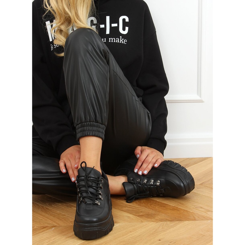 Sapatos esportivos pretos de sola alta 6291 Preto 2