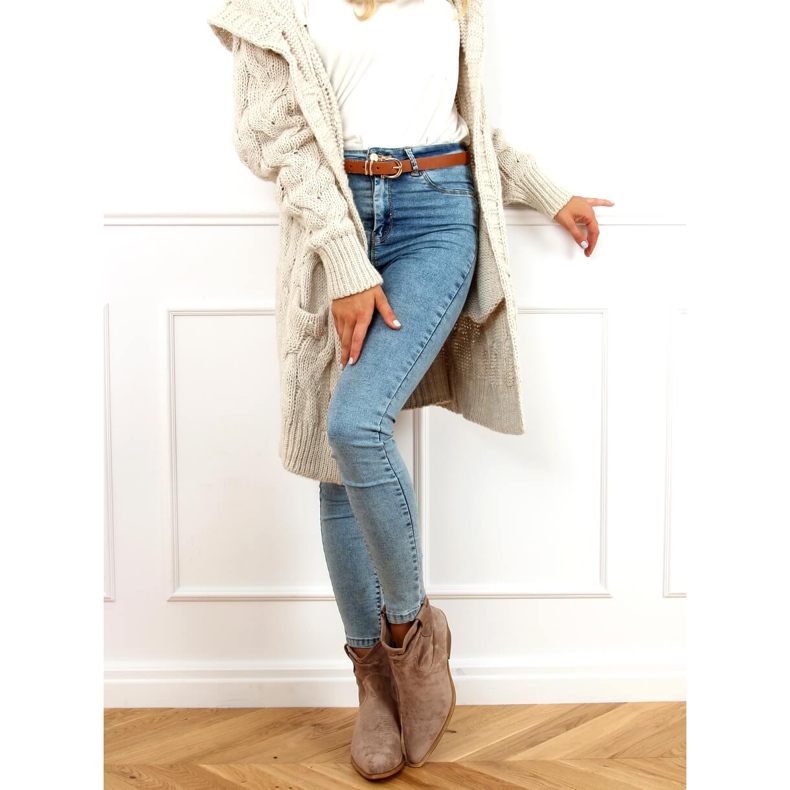 Botas de cowboy femininas bege 99-65 Taupe 1