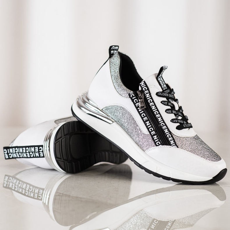 Tênis VINCEZA com zíper branco cinza 1