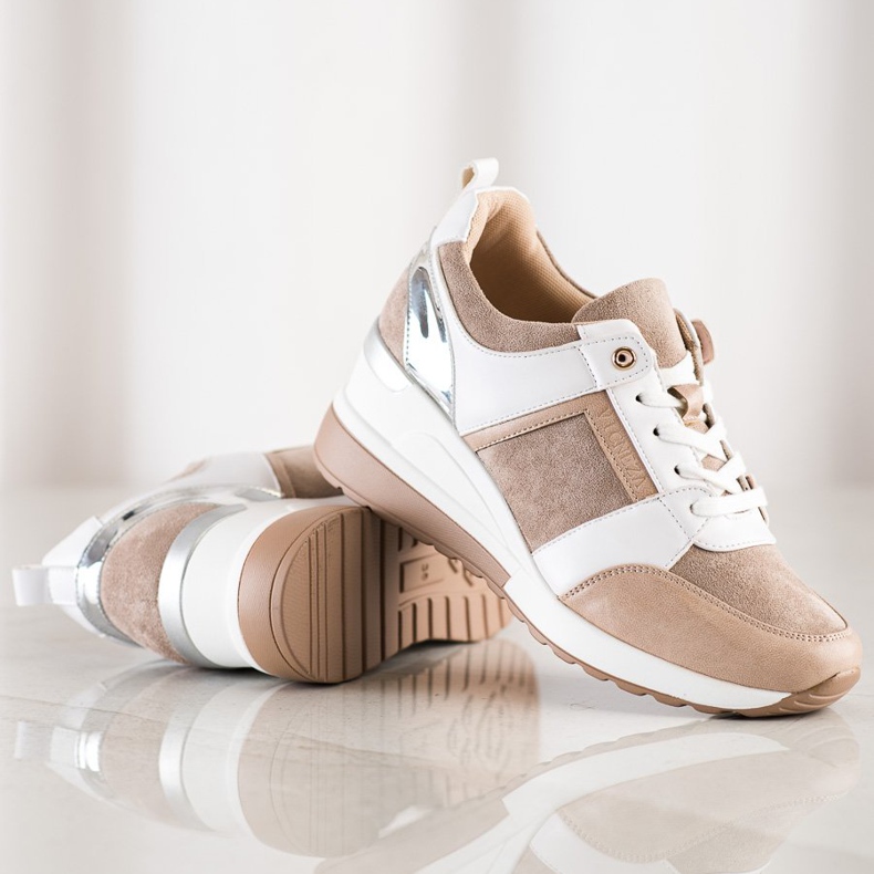 Tênis casual VINCEZA bege branco marrom 1
