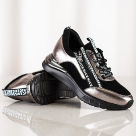 Tênis VINCEZA com zíper preto dourado 1