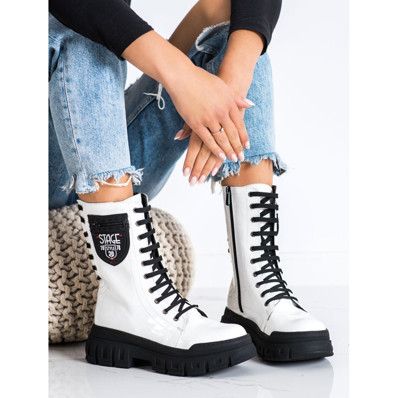 SHELOVET Botas brancas na plataforma branco 2