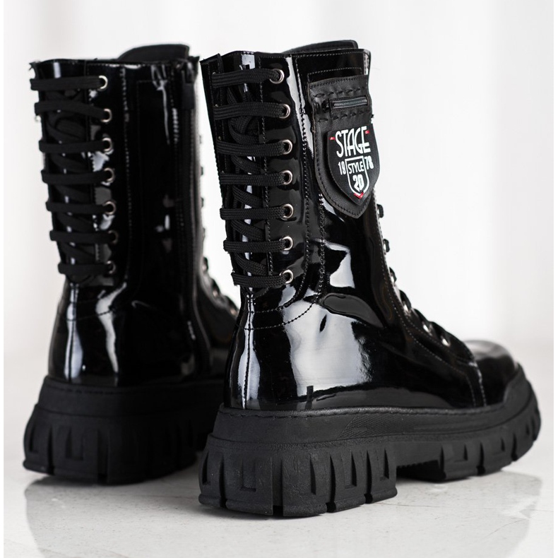 SHELOVET Botas pretas no pltform preto 1