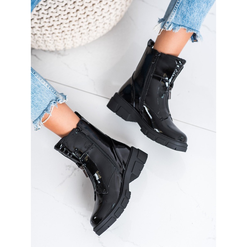 Sacos com zíper S. Barski lacados preto 2