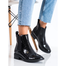 Goodin Botas Jodhpur lacadas Estampa de cobra preto 2