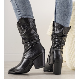 Botas de cowboy femininas negras preto 1