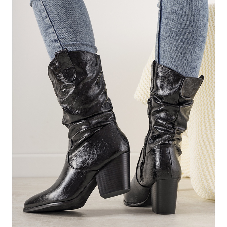 Botas de cowboy femininas negras preto 1