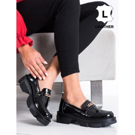 Filippo Brogues de couro com uma corrente preto 1