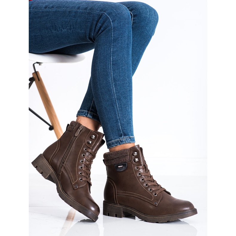 SHELOVET Botas com cordões quentes marrom 2