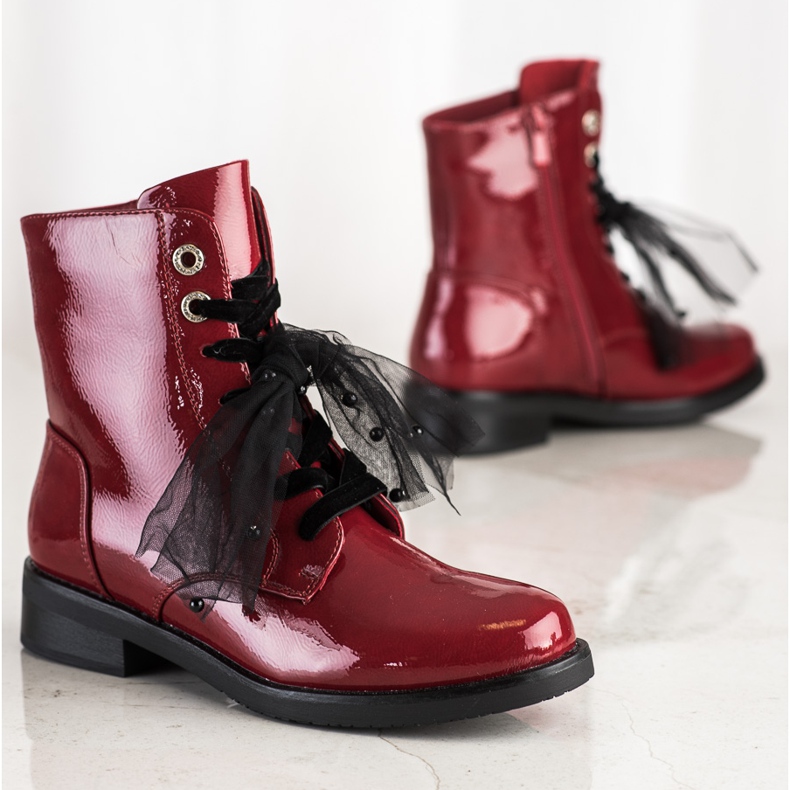 Botas elegantes VINCEZA com cordões vermelho 2