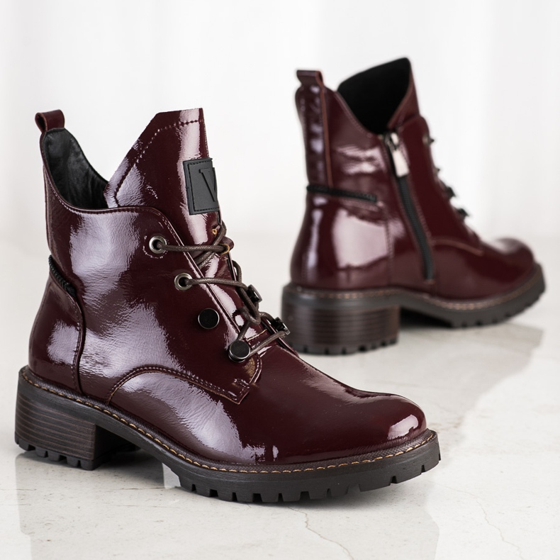 Botas VINCEZA marrons confortáveis vermelho 2