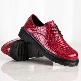 Filippo Sapatos de couro com estampa de cobra vermelho 2