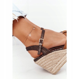 Sandálias de couro em cunha Big Star HH274377 marrom 5