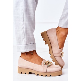 Mocassins de camurça Lewski Shoes 3040 Cappuccino bege dourado 3