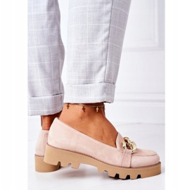 Mocassins de camurça Lewski Shoes 3040 Cappuccino bege dourado 4