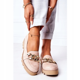 Mocassins de camurça Lewski Shoes 3040 Cappuccino bege dourado 5