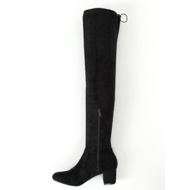 Botas acima do joelho com salto baixo preto S-107 Preto 1