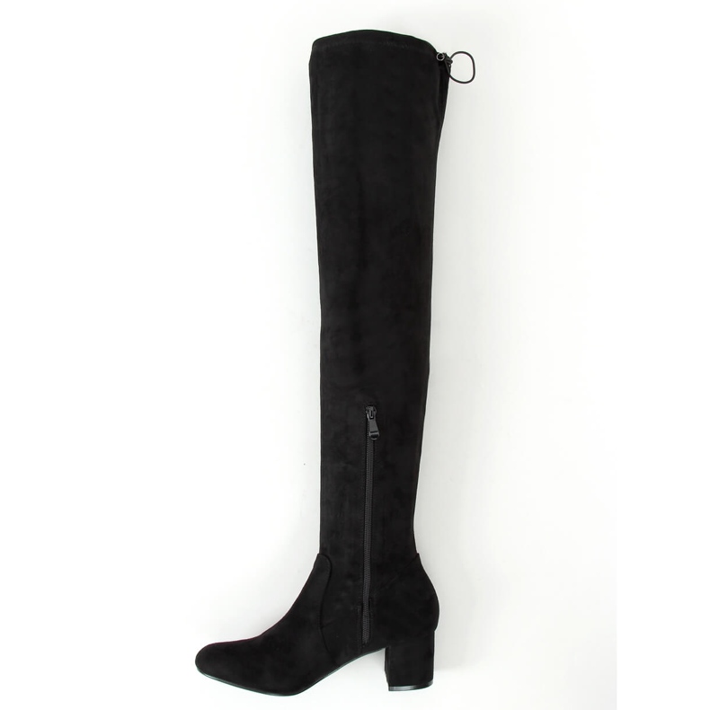 Botas acima do joelho com salto baixo preto S-107 Preto 1