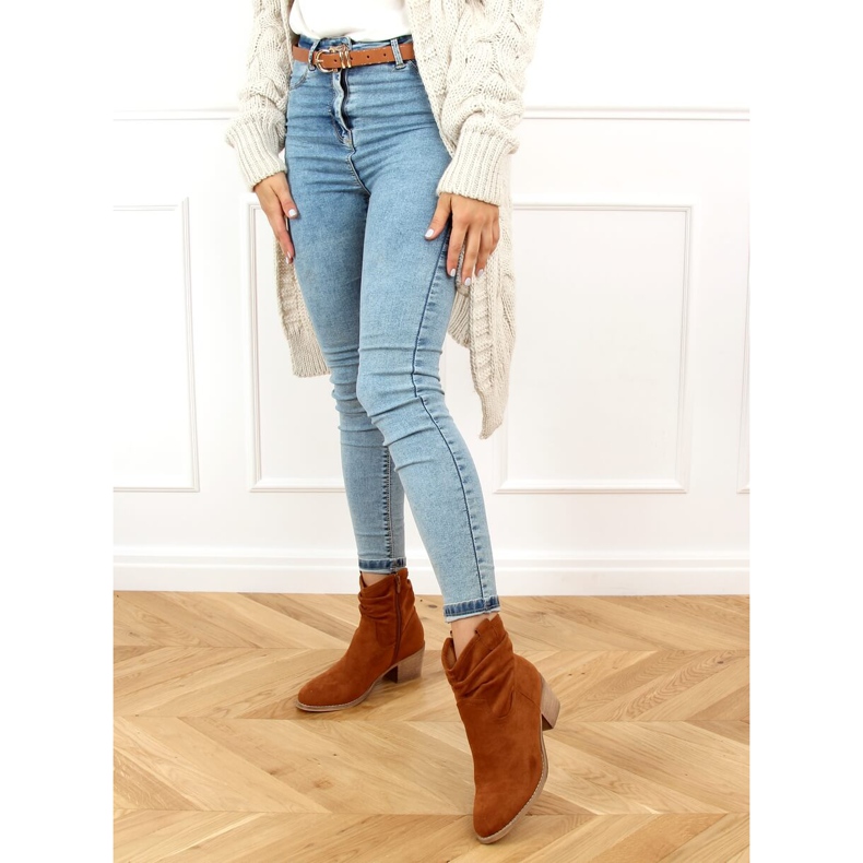 Botas de salto baixo camelo Z1165 Camel castanho 2