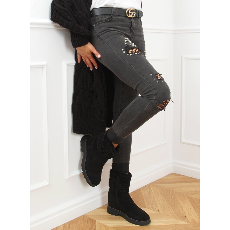 Botas em cunha oculta preta KL-711 Preta preto 1