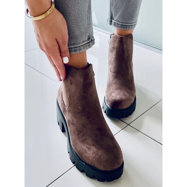 Botas Chelsea com sola grossa bege escuro CH19201 Khaki cáqui 2