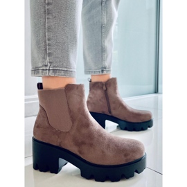 Botas Chelsea com sola grossa bege escuro CH19201 Khaki cáqui 1
