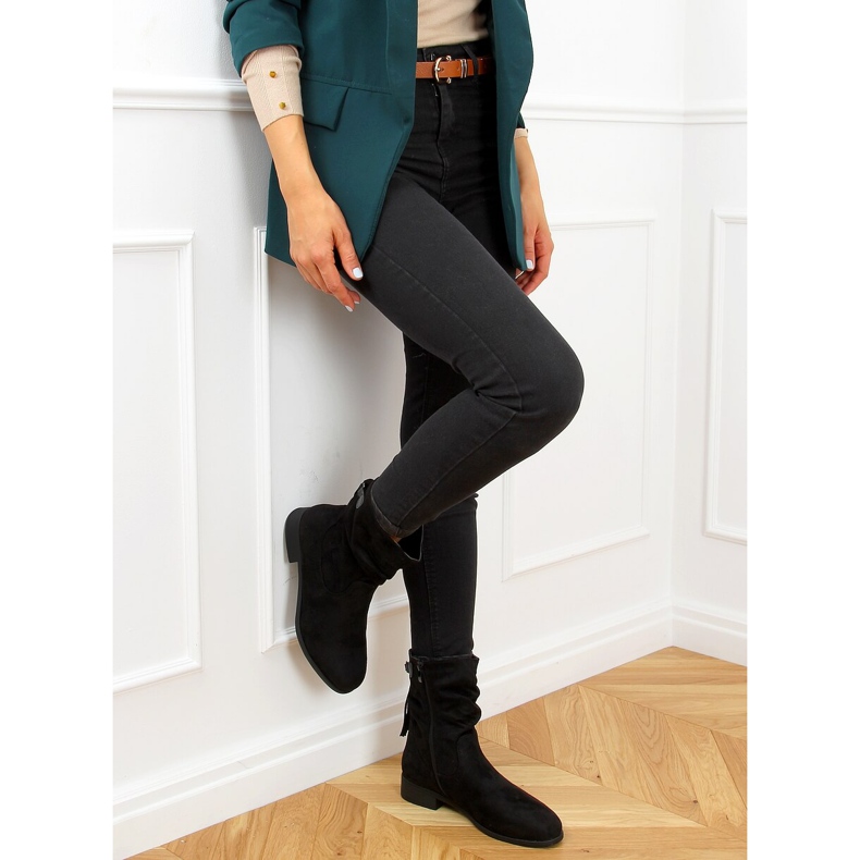 Botas rasas com franjas pretas B0-330 Preto 2 Botas rasas com franjas pretas B0-330 Preto 2