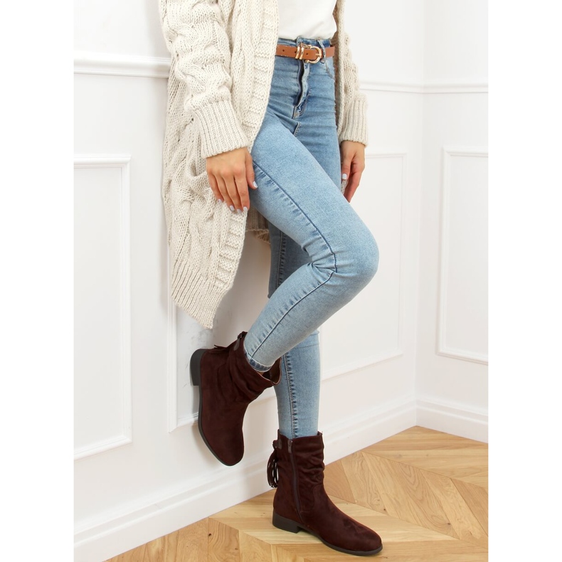 Botas rasas com borlas marrons B0-330 Marrom castanho 2