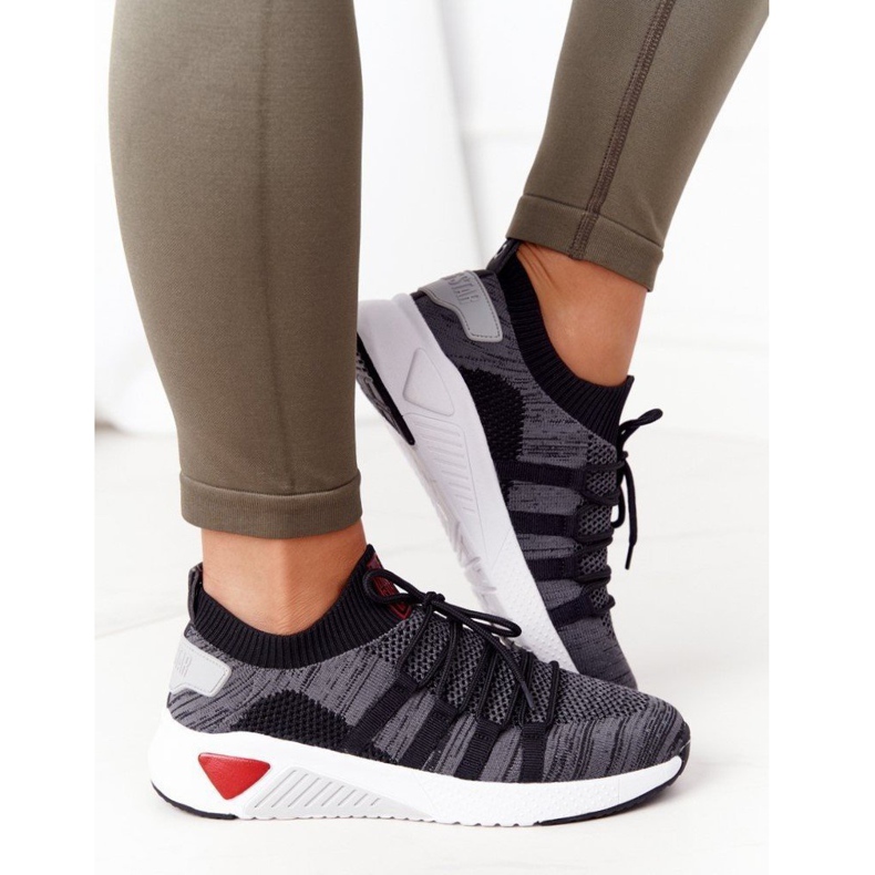 Big Star Sapatos esportivos femininos Memória espuma grande estrela hh274532 cinza escuro 5