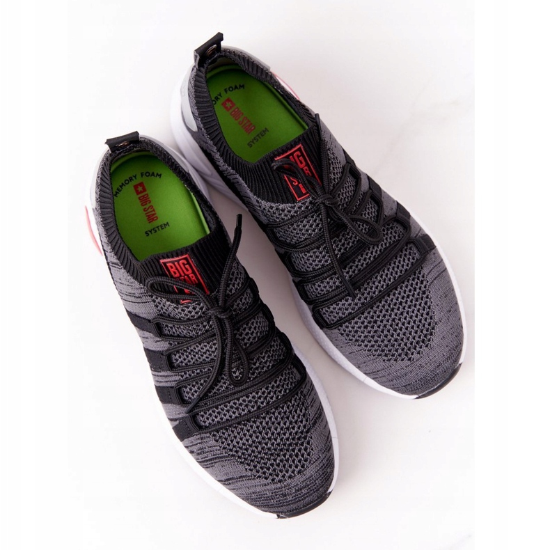 Big Star Sapatos esportivos femininos Memória espuma grande estrela hh274532 cinza escuro 4