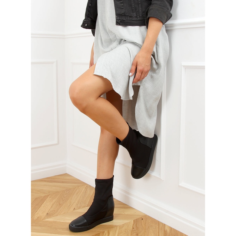 Botas de meia preta com cunha preta HQ887 preta preto 2 Botas de meia preta com cunha preta HQ887 preta preto 2