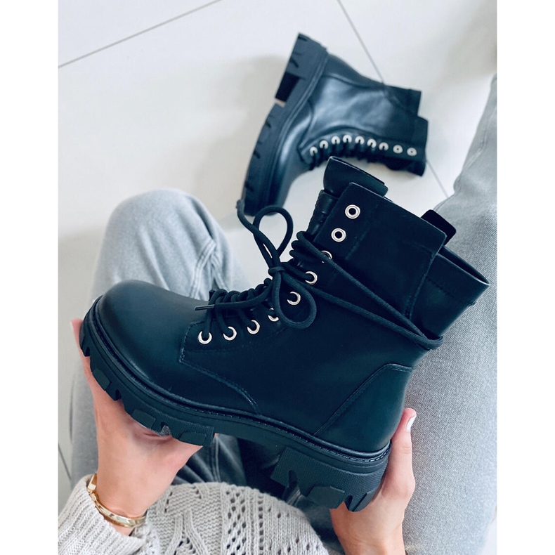 Botas de amarrar pretas RQ379 pretas preto 1